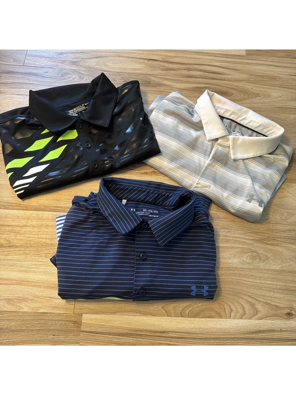 Lot of 3 Under armour Polo Shirt Mens 2XL Performance Golf Preppy Casual